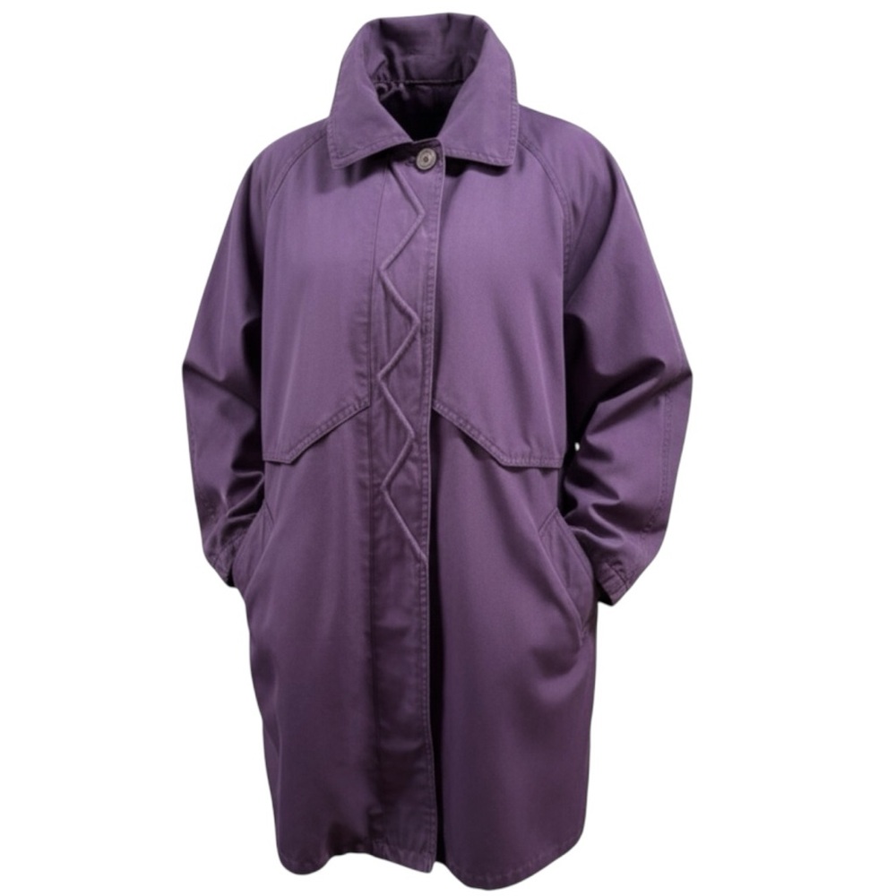 London Fog‎ Vintage Purple Trench Coat Womens 8 Oversized Y2K 90s 80s